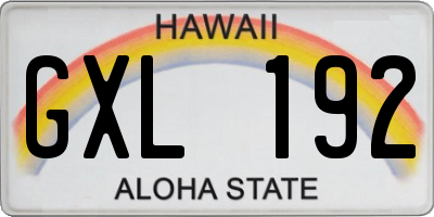 HI license plate GXL192