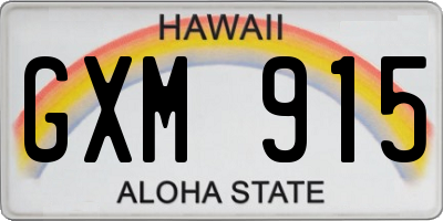 HI license plate GXM915