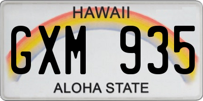 HI license plate GXM935