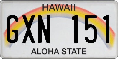 HI license plate GXN151