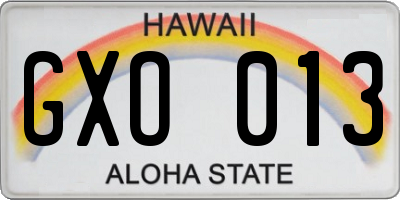 HI license plate GXO013