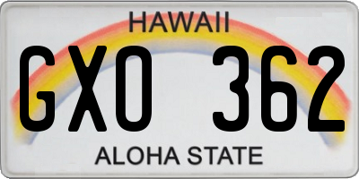 HI license plate GXO362