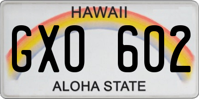 HI license plate GXO602