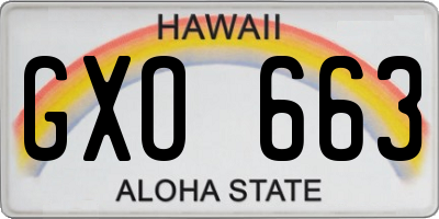 HI license plate GXO663