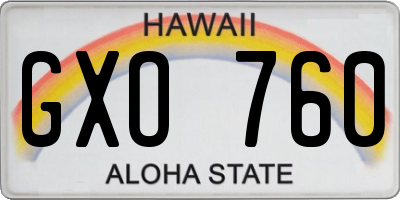 HI license plate GXO760