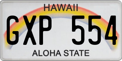 HI license plate GXP554