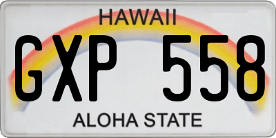 HI license plate GXP558