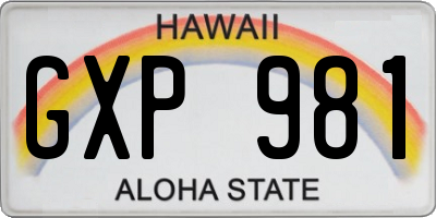 HI license plate GXP981
