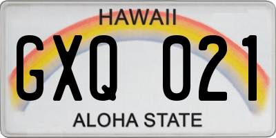 HI license plate GXQ021