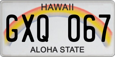 HI license plate GXQ067
