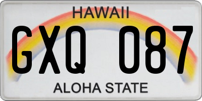 HI license plate GXQ087