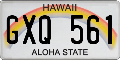 HI license plate GXQ561