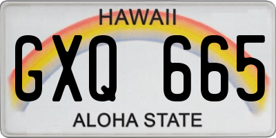 HI license plate GXQ665