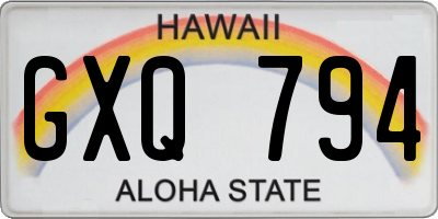 HI license plate GXQ794