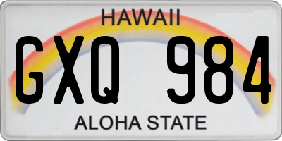 HI license plate GXQ984