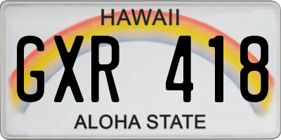 HI license plate GXR418