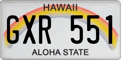 HI license plate GXR551
