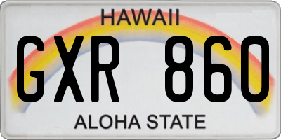 HI license plate GXR860