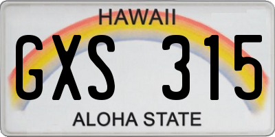 HI license plate GXS315