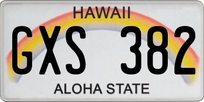 HI license plate GXS382