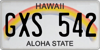 HI license plate GXS542