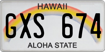 HI license plate GXS674