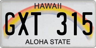 HI license plate GXT315