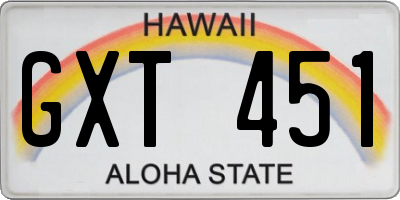 HI license plate GXT451