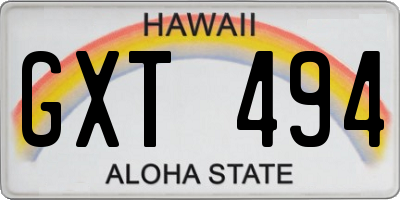 HI license plate GXT494