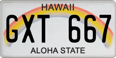 HI license plate GXT667
