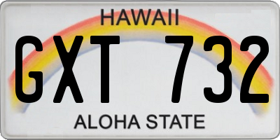 HI license plate GXT732