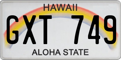 HI license plate GXT749