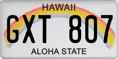 HI license plate GXT807