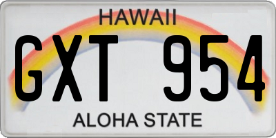 HI license plate GXT954