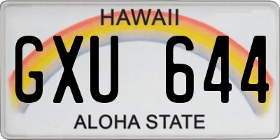 HI license plate GXU644