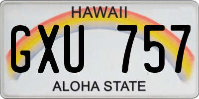 HI license plate GXU757