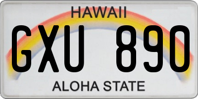 HI license plate GXU890