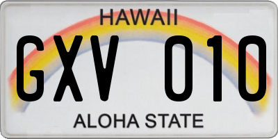 HI license plate GXV010
