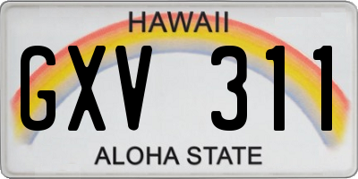 HI license plate GXV311