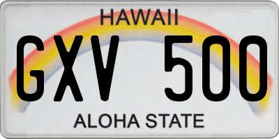 HI license plate GXV500