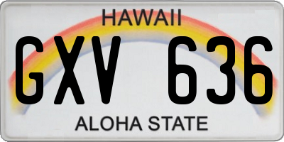 HI license plate GXV636
