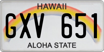 HI license plate GXV651