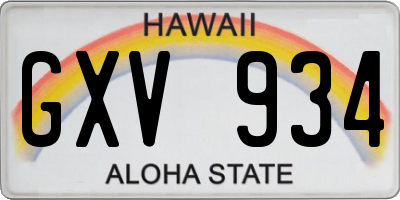HI license plate GXV934