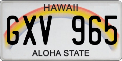 HI license plate GXV965