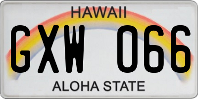 HI license plate GXW066