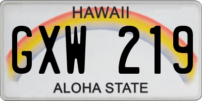 HI license plate GXW219