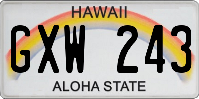 HI license plate GXW243