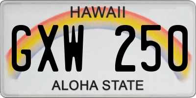 HI license plate GXW250