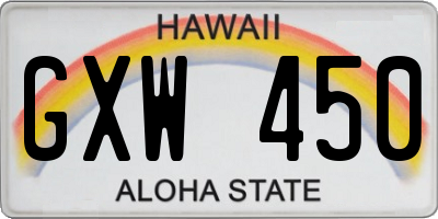HI license plate GXW450