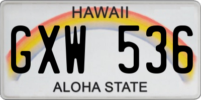 HI license plate GXW536